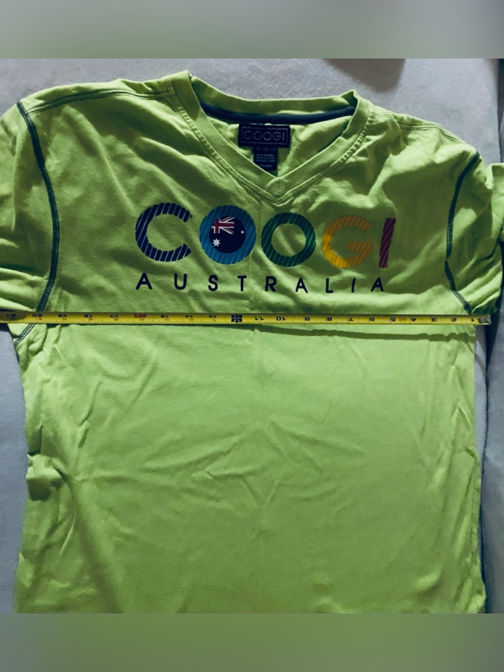 COOGI Neon Lime Green Short Sleeve Australia Logo Tee